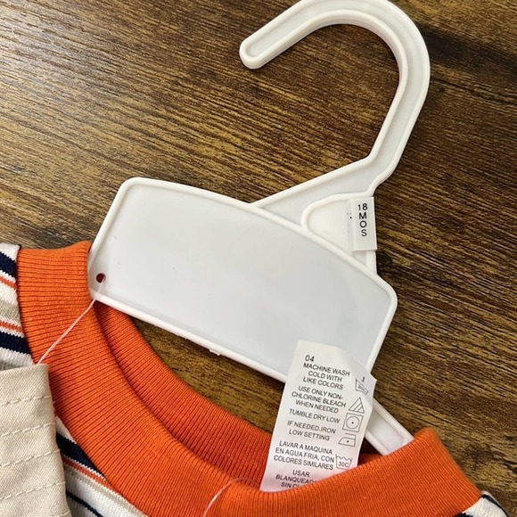 A Little Angel Khaki Overalls With Bucket Hat & Stripes Undershirt - Picture 13 of 13